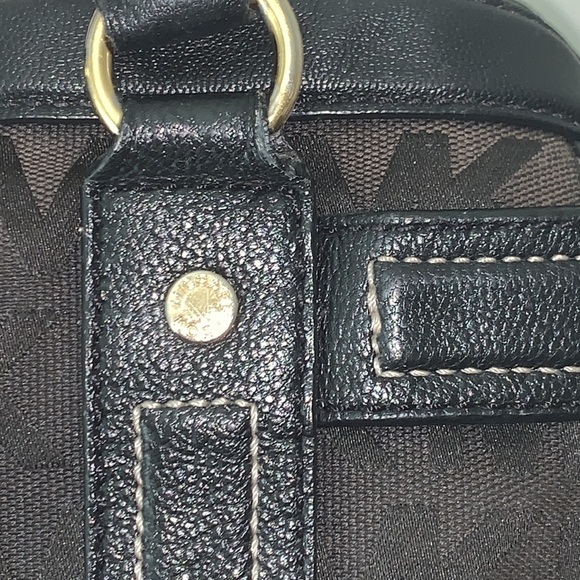 MICHAEL KORS GORGEOUS BLACK CANVAS LEATHER TRIM SATCHEL SHOULDER BAG - Picture 6 of 13